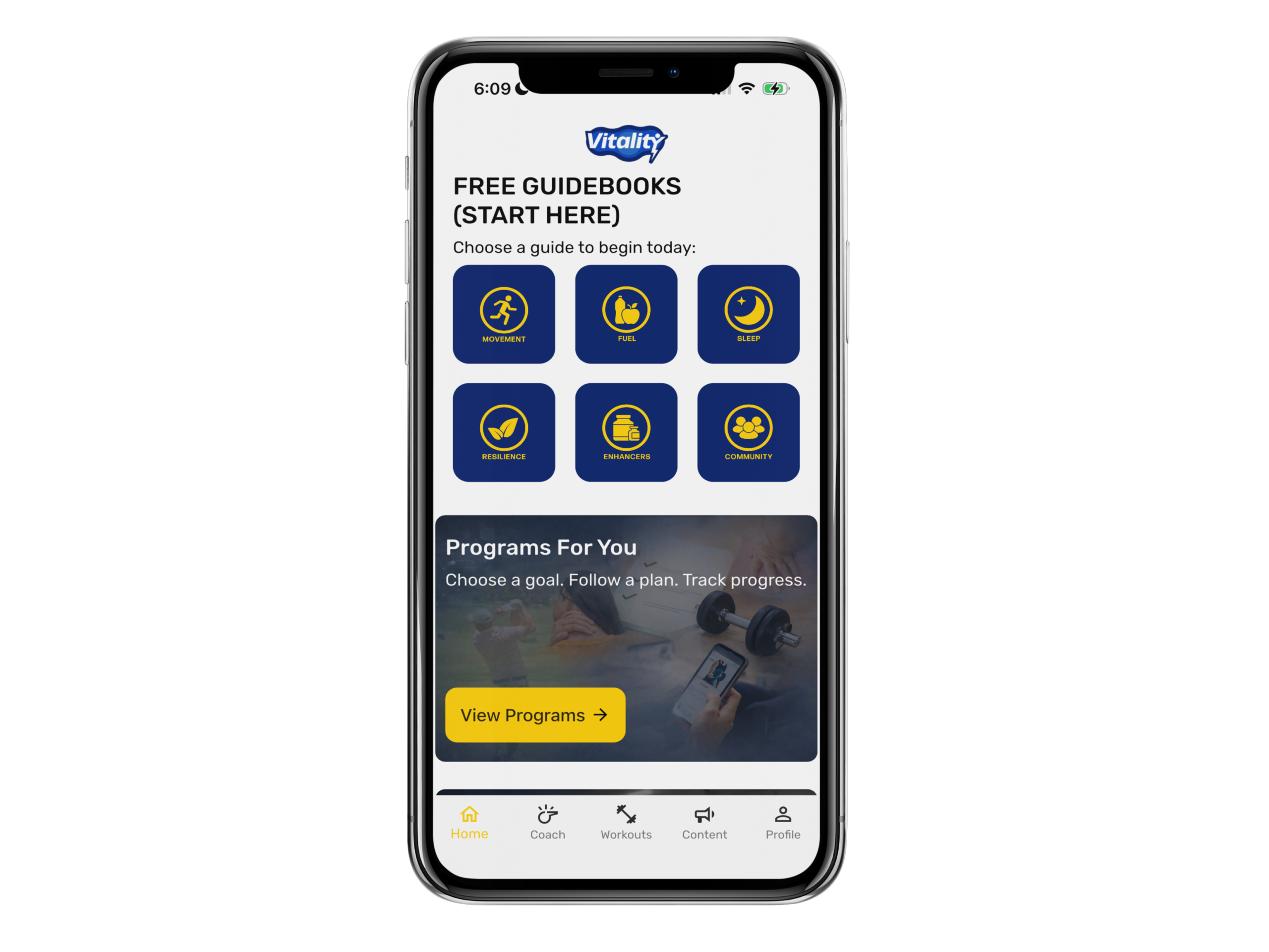 Vitality App screen 1